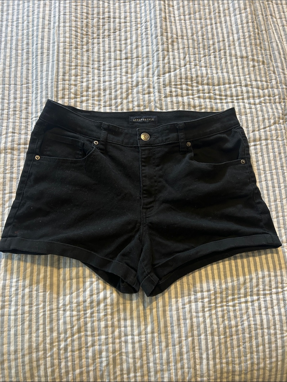 Aeropostale Black Cuffed Women's Denim Shorts